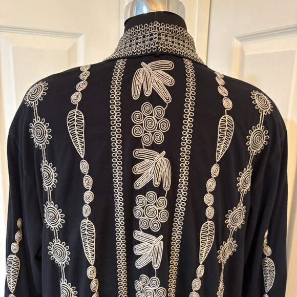 Johnny Was Embroidered Cardigan Duster, Black XL - Picture 7 of 8